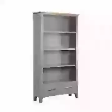 Slate Grey Painted Finish Large Bookcase With Drawers Oak Top